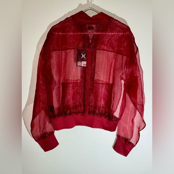 GSTQ Jackets & Blazers - GSTQ (God Save The Queen) sheer bomber jacket in Port (red wine) / size large